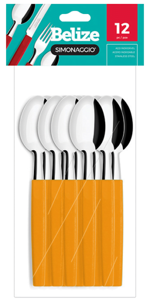 BLx12 Belize NARANJA CUCHARA M/PLAST